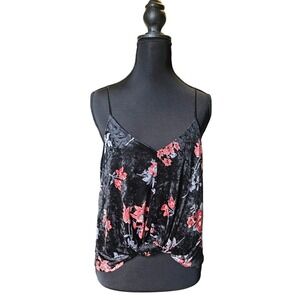 Velvet Floral Knot Front Cami Top Whimsigoth Fairy Grunge 90s Vampy Witchy M Y2K